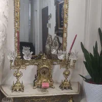 یک دست آینه شمعدان برنز