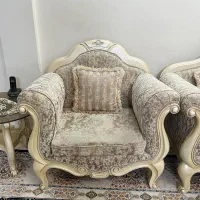 مبلمان استیل نه نفره چوب کامل سالم|مبلمان خانگی و میز عسلی|تهران, والفجر (افسریه)|دیوار