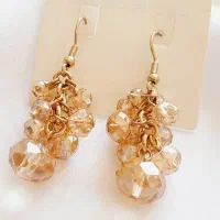 گوشواره آویز کوتاه کریستالی مدل عسلی|بدلیجات|زاهدان, |دیوار