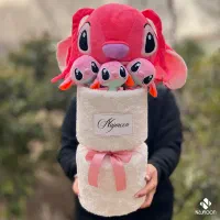 بوکت عروسک استیج صورتی و دستگل آنجل صورتی دخترونه