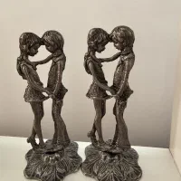 مجسمه دختر وپسر مجسمه دخترگل فروش وایینه شمعدان