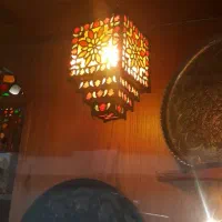 لوستر چوب وشیشه رنگی تمام کاردست