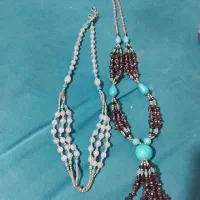 گردنبند دست ساز قدیمی از سنگ جاسپر و فیروزه|کلکسیون اشیاء عتیقه|یزد, |دیوار