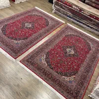 فرش جفت ۶ متری کاشان کرک زمینه لاکی