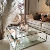 میز جلو مبلی لوکس استیل شیشه