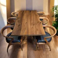 میز نهارخوری ۴ ۶ ۸ ۱۰ نفره چوبی اسلب روستیک / 003