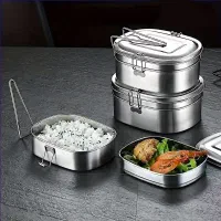 سه سایز ظرف غذا استیل دو طبقه قفلی(گالری شیوا)