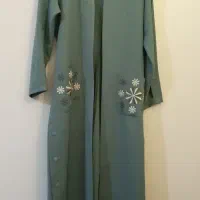 مانتو بلند سبز گلدوزی