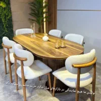 آگوستا میز ناهارخوری رادین و صندلی حصیری هیراد|میز و صندلی غذاخوری|تهران, مجیدیه|دیوار
