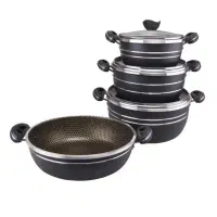 سرویس تفلون/ قابلمه/ و تابه 7 پارچه هلنا/ زنبوری|ظروف پخت‌وپز|تهران, پونک|دیوار