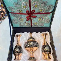ست شکلات خوری و گلدان همراه ترمه|صنایع دستی و سایر لوازم تزئینی|اصفهان, سنبلستان|دیوار
