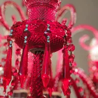 لوستر کریستالی قرمز شاخه عصایی بلند|لوستر و چراغ آویز|تهران, بهارستان|دیوار