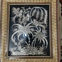 تابلوی قلم زنی مسی با قاب حاتم کاری|تابلو، نقاشی، عکس|ری, فیروزآبادی|دیوار