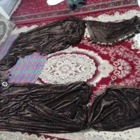 ۲جفت والن پرده  پارچه مخمل در حد نو