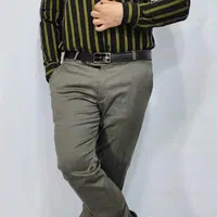 ست پیراهن و شلوار دیپلمات راه راه زرد مشکی