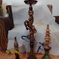 قلیان چوبی منبت ، رخ اسب، و ساده
