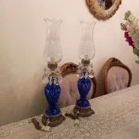جراغ لاله کریستال پایه برنز