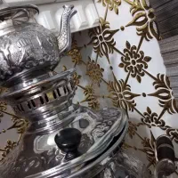 سرویس کامل سماور استیل مناسب جهیزیه|قوری، کتری، قهوه‌ساز دستی|مشهد, گاز|دیوار