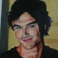 نقاشی چهره با مداد رنگی|تابلو، نقاشی، عکس|قم, شهرک قدس|دیوار