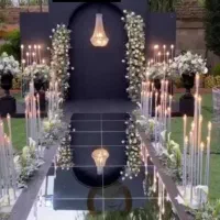 میز حصیری لوله ای کمانی صندلی تاج بلند