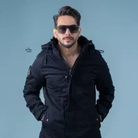 کاپشن مردانه کتان وارداتی کلاهدار تمام داخل خز