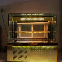 یخچال مکعبی شیشه خم تمام استیل دور طلایی