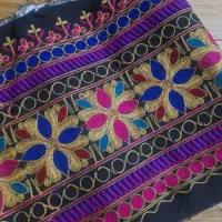 پارچه لباس خرج کار یراق  سنتی مانتو گلدوزی هندی