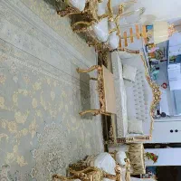 مبلمان کلاسیک ۹ نفره نونو چوب سوپر راش و پارچه ترک