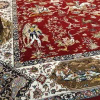 یک جفت فرش ماشینی نخ ابریشم طرح شکارگاه|فرش|کرمان, |دیوار