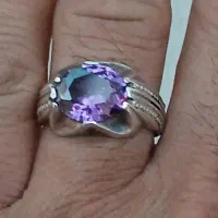 انگشتر نقره با سنگ آماتیس 5 گرم