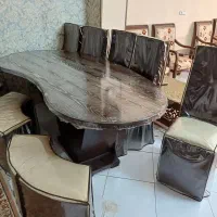 میز و صندلی غذاخوری ناهارخوری ۱۰ نفره طرح لوبیایی