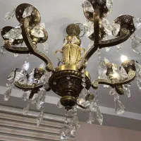 لوستر برنز سنگین ،رنگ تیره آنتیک اصل نگین کاری شده|لوستر و چراغ آویز|تهران, شهران جنوبی|دیوار