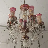 لوستر لاله عباسی آنتیک به همراه دیوارکوب