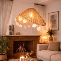 لوستر دست بافت با نخ رافیا نواری