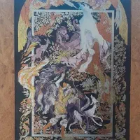 تابلو ورق طلا،طلاکوب مینیاتوری ضامن آهو