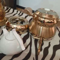 یک عدد سماور برنجی و کتری و قوری استیل طلایی|سماور، چای‌ساز، قهوه‌ساز|محمدیه-قزوین, |دیوار