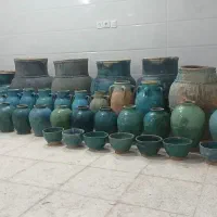 خمره های قدیمی سفالی لاآبدار|کلکسیون اشیاء عتیقه|ابریشم, |دیوار