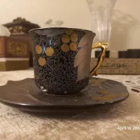 چای خوری شکیل طلاکوب قدیمی 17 پارچه آکبند