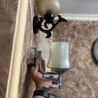 دو عدد دیوارکوب چوبی و فلزی درحد نو