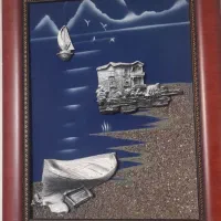 تابلو هنری قایق وساحل