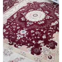 ۱۲ دو تخته فرش تمام نخ گل برجسته گل ابریشم کاری