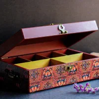 جعبه لوکس دستساز زرشکی و طلایی|صنایع دستی و سایر لوازم تزئینی|تهران, تهراننو|دیوار