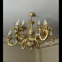 لوستر ۱۲ شاخه برنز دو عدد|لوستر و چراغ آویز|تبریز, |دیوار