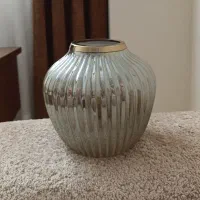 گلدان/گلدون طلایی کروم شیشه‌ای