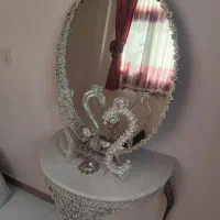 آینه و شمعدان ملیله کاری شده شکل اس قلبی