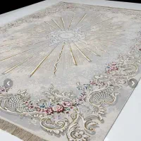 فرش۱۵۰۰شانه طرح میتراس گل برجسته وینتیج تراکم ۴۵۰۰