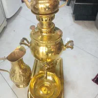سماور ذغالی برنجی ۵ تیکه