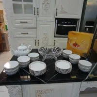 ظرف پیاله چینی نعلبکی وظرف میوه خوری کریستال