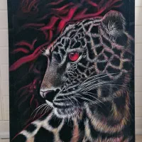 نقاشی رنگ روغن روی جیر مشکی