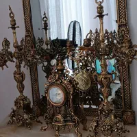 آینه و شمعدان برنز سنگین